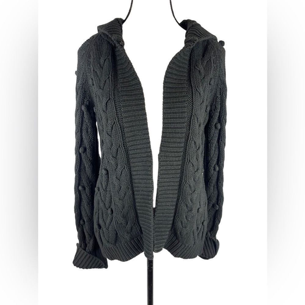 White + Warren Women’s Dark Gray Cotton/Acrylic Blend Cardigan W/ Hoodie Size: S